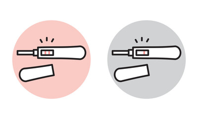 シンプル　イラスト　妊娠検査薬の陽性と陰性の判定イメージ ベクターイラスト