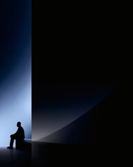 Lonely Person Facing Giant Light Wall