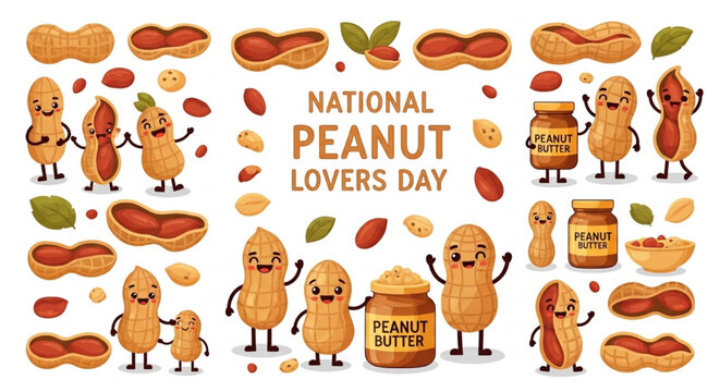 Cheerful Peanut Vector Illustration for National Peanut Lovers Day