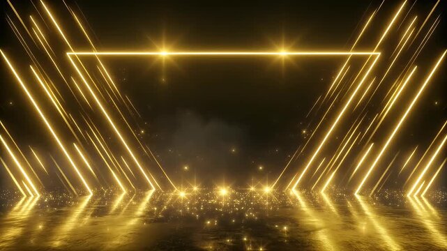 Award Stage Background with Shining Golden Lights