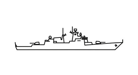 Military Naval Ship Side View. © Bintang