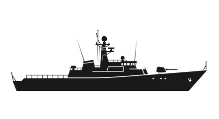 Military Naval Ship Silhouette Illustration.