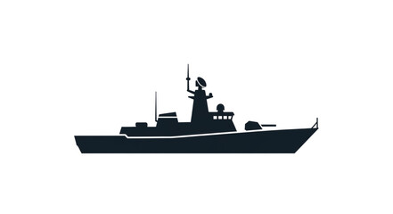 Obraz premium Military Naval Ship Silhouette Illustration.