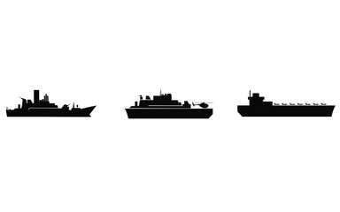 silhouette of a ship,Modern military warships sailing in ocean defense fleet,Powerful naval destroyers guarding national waters,Advanced navy warships ready for maritime defense operations © Mudassar