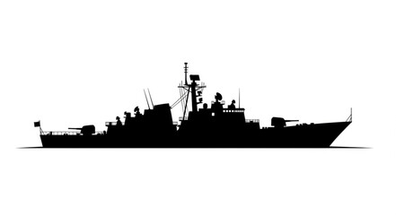 Military Naval Warship Silhouette Profile. © Agus