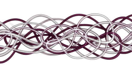 Intertwined purple and white glowing strands forming pattern