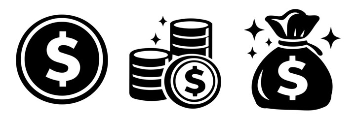 Obraz premium Money and Investment Icon Set お金・投資・金融アイコンセット