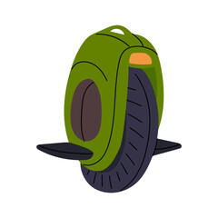 Modern green electric unicycle isolated on white. Eco transport. Flat illustration for eco urban transport posters, personal vehicle banners, city movement graphics or modern technology icons © Svetlana