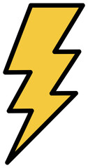 Lightning bolt icon with thick outline isolated on white background