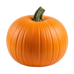 Obraz premium A vibrant orange pumpkin with a green stem sitting on a white background