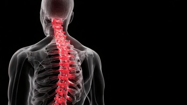 Spinal Anatomy Visualization: A detailed medical illustration highlights the human spine, emphasizing its intricate structure and potential areas of concern.