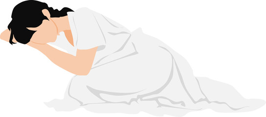 昼寝をする女性のイラスト	