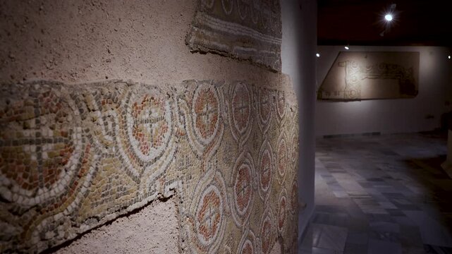 Ancient mosaics in Aladzha Orthodox Monastery cave monastery in Bulgaria