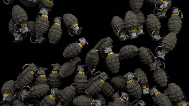Falling grenade &ndash; 3d render with alpha channel.