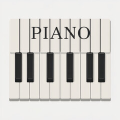 Naklejka premium Piano keys with text saying piano on white background