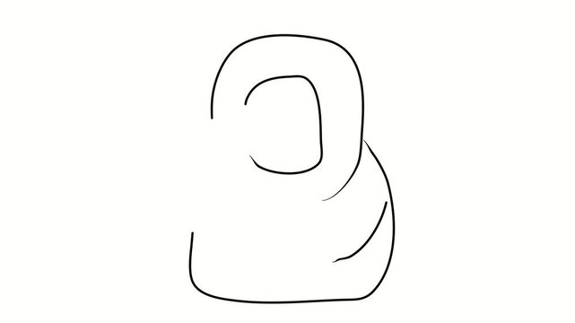 Burqa, Muslim clothing, Muslim. Contour drawing, silhouett animation. Continuous line. Isolated on white. Video 4k object illustration self-drawing. Object construction. Minimalist continuous line dra