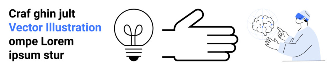 Innovation, creativity, scientific research, problem-solving, mental processes, idea generation. A light bulb, hand gesture and scientist examining a brain. Innovation and creativity concept © robu_s