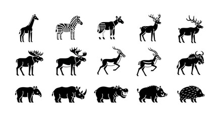 Collection of Various Wild Animal Silhouettes. © Julian Vance