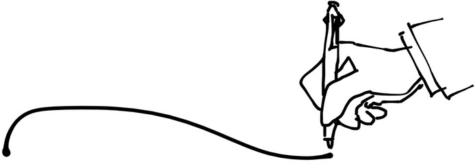 ペンで線を聞いているアナログイラスト