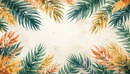 Naklejka premium A vibrant and colorful illustration of tropical leaves on a white background for a Christian Easter celebration