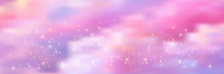 Obraz premium Dreamy gradient background with pastel sky and soft stars. Evening purple and pink sunset colors create an abstract backdrop with gentle cloud texture.