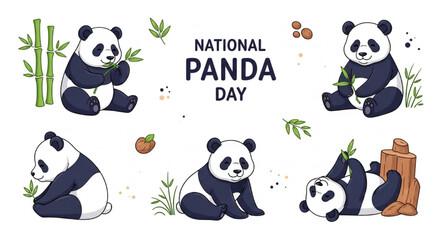 Fototapeta premium Playful Panda Vector Illustration for National Panda Day