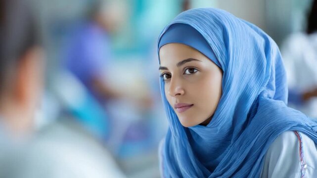 Woman in Tranquility: A moment of serene contemplation captured, with a woman draped in a delicate headscarf, exuding a sense of peace and inner reflection.