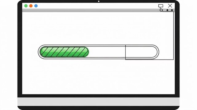 Computer monitor displaying a loading bar, set against a plain white background