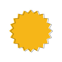 Yellow Starburst Sticker Icon, Minimalist Sunburst Badge Label, Modern Geometric Price Tag Vector Graphic Isolated on White