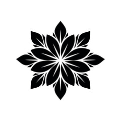 Fototapeta premium Black silhouette flower design with leaf petals on white background