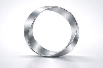 Obraz premium Abstract chrome mobius ring floating against clean white studio background