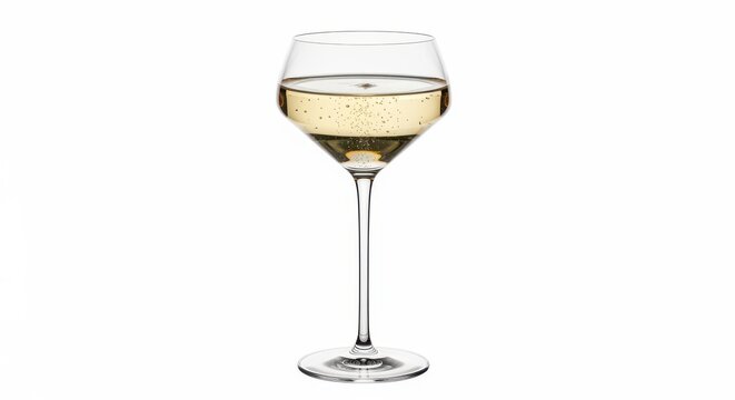 A glass of white wine on a table with a pure and simple background