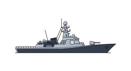 Modern Naval Destroyer Ship Illustration. © Pocong