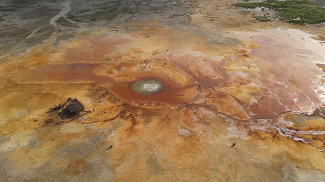 Eye of the Devil Geothermal Hot Springs Aerial View, Qinghai China