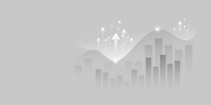 abstract digital financial growth concept background rising arrows volume database wavy indicator