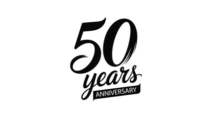 Fifty years anniversary typography design with elegant number 50 and stylish script lettering for celebration milestone event greeting banner © Zavivec