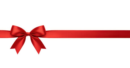 Red ribbon with bow on white background gift wrapping