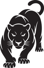 Fototapeta premium Crouching Black Panther Ink, Full Length Silhouette