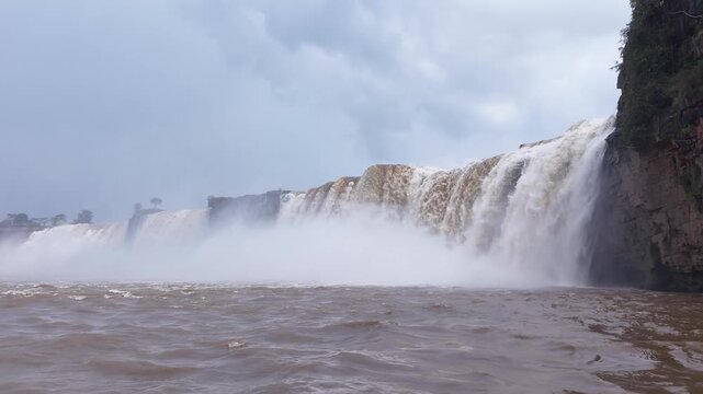Aerial Slow Motion View of Chitrakote Waterfalls Chhattisgarh India