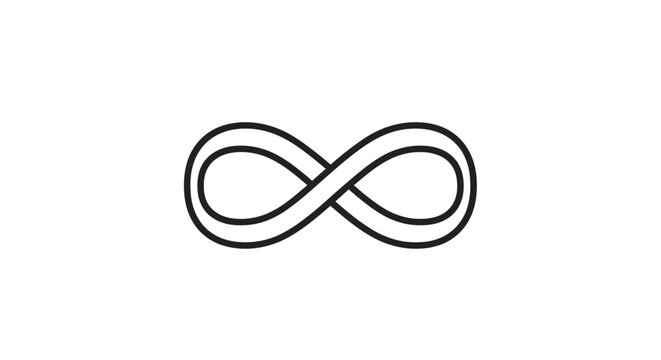 Black infinity symbol on white.