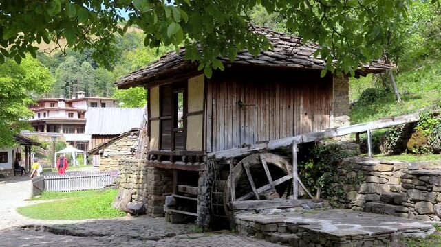 Water mill called Dolapkinya in Etar near Gabrovo , Bulgaria, 4k