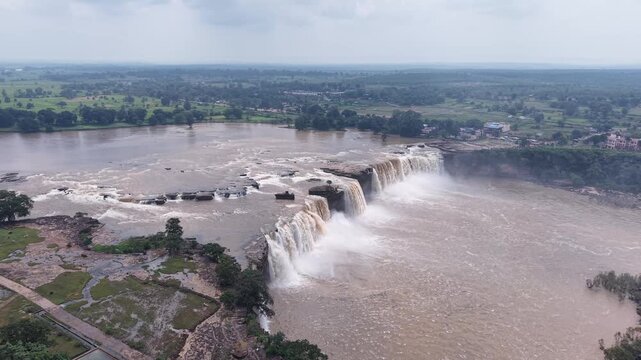 Aerial View of Chitrakote Waterfalls Chhattisgarh India