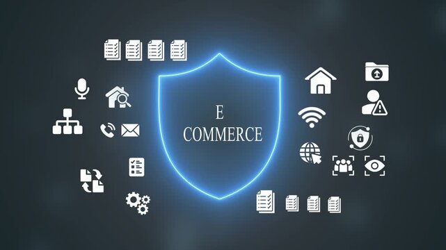 E-commerce Security Concept with Shield and Representing Online Protection and Digital Commerce
