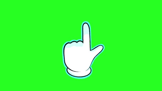 Cartoon Hand Cursor Pointing Up on Green Screen