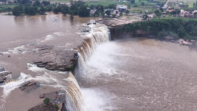 Aerial View of Chitrakote Waterfalls Chhattisgarh India
