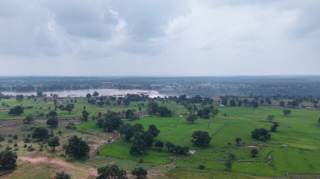 Aerial View of Chitrakote Waterfalls Chhattisgarh India