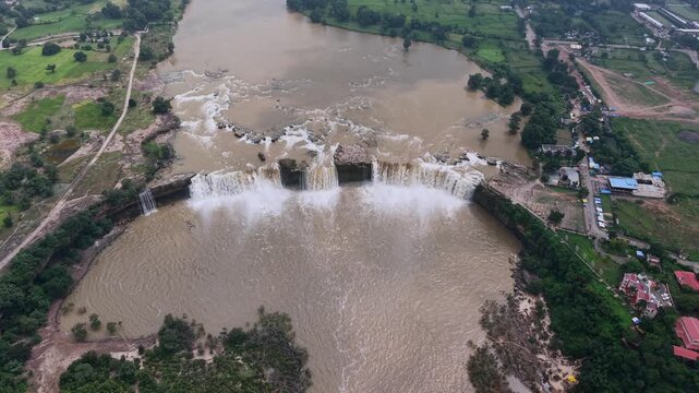 Aerial View of Chitrakote Waterfalls Chhattisgarh India