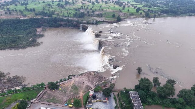 Aerial View of Chitrakote Waterfalls Chhattisgarh India