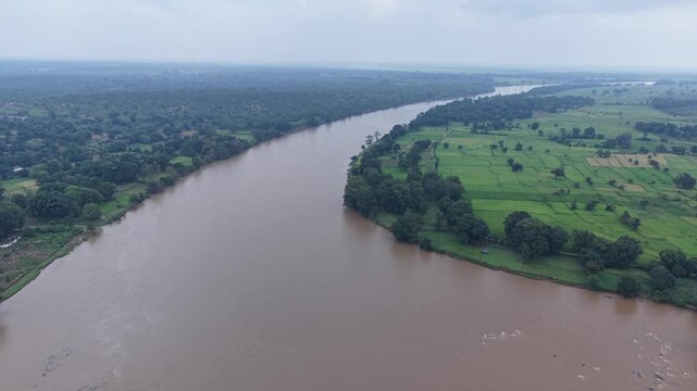 Aerial View of Chitrakote Waterfalls Chhattisgarh India