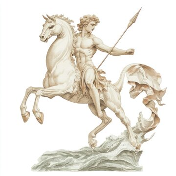 An ancient greek Ichthyocentaur art weaponry wedding.